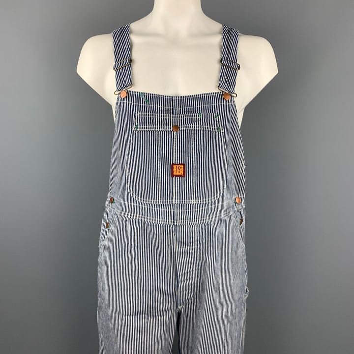 BIG BEN Size 36 Navy & White Hickory Stripe Cotton Baseball Overalls