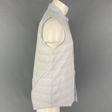 MAISON MARGIELA Size XS Light Blue White Plaid Cotton Short Sleeve Shirt