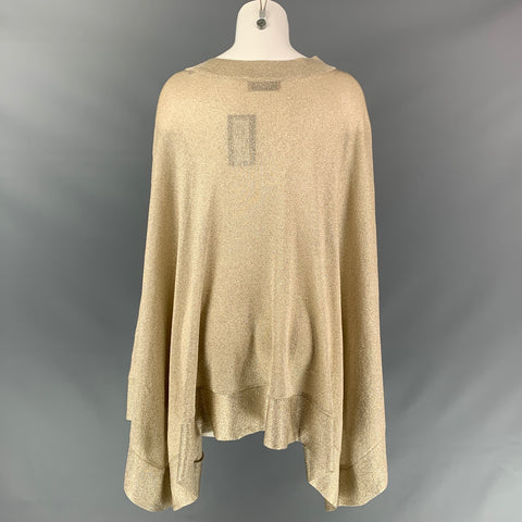 MISSONI Size 6 Gold Metallic Viscose Blend Poncho Sweater