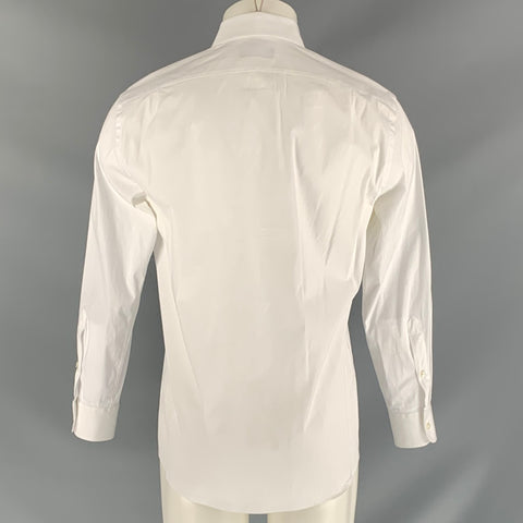 RALPH LAUREN PURPLE LABEL Size M White Solid Cotton Blend Button Up Long Sleeve Shirt