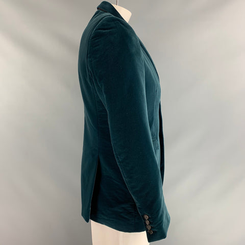 BURBERRY PRORSUM Size 42 Blue Velvet Notch Lapel Sport Coat