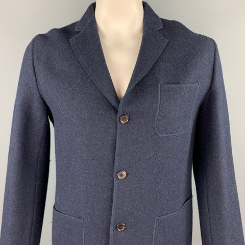 SAMSONITE Size L Navy Mohair / Cashmere Notch Lapel Jacket