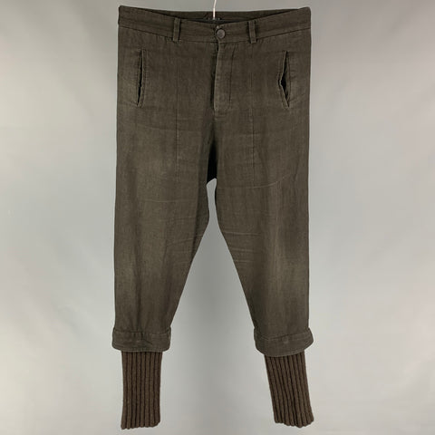 ISABEL BENENATO Size 34 Slate Olive Mixed Fabrics Casual Pants