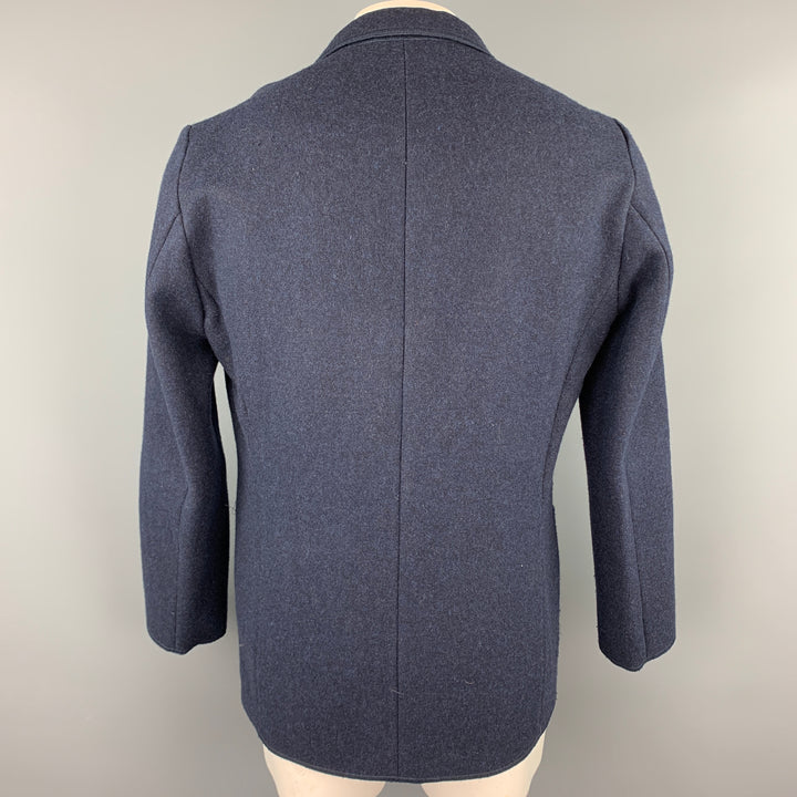 SAMSONITE Size L Navy Mohair / Cashmere Notch Lapel Jacket