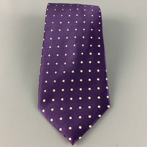 GIORGIO ARMANI Purple White Dots Silk Satin Tie