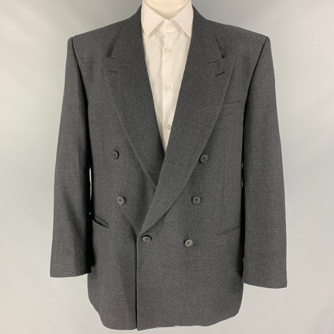 vintage YVES SAINT LAURENT Taille 46 Manteau de sport en laine texturé gris foncé régulier