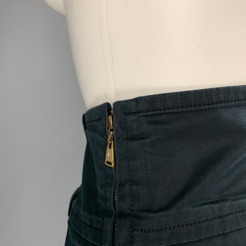 LOUIS VUITTON Taille 6 Pantalon habillé taille haute en coton bleu marine