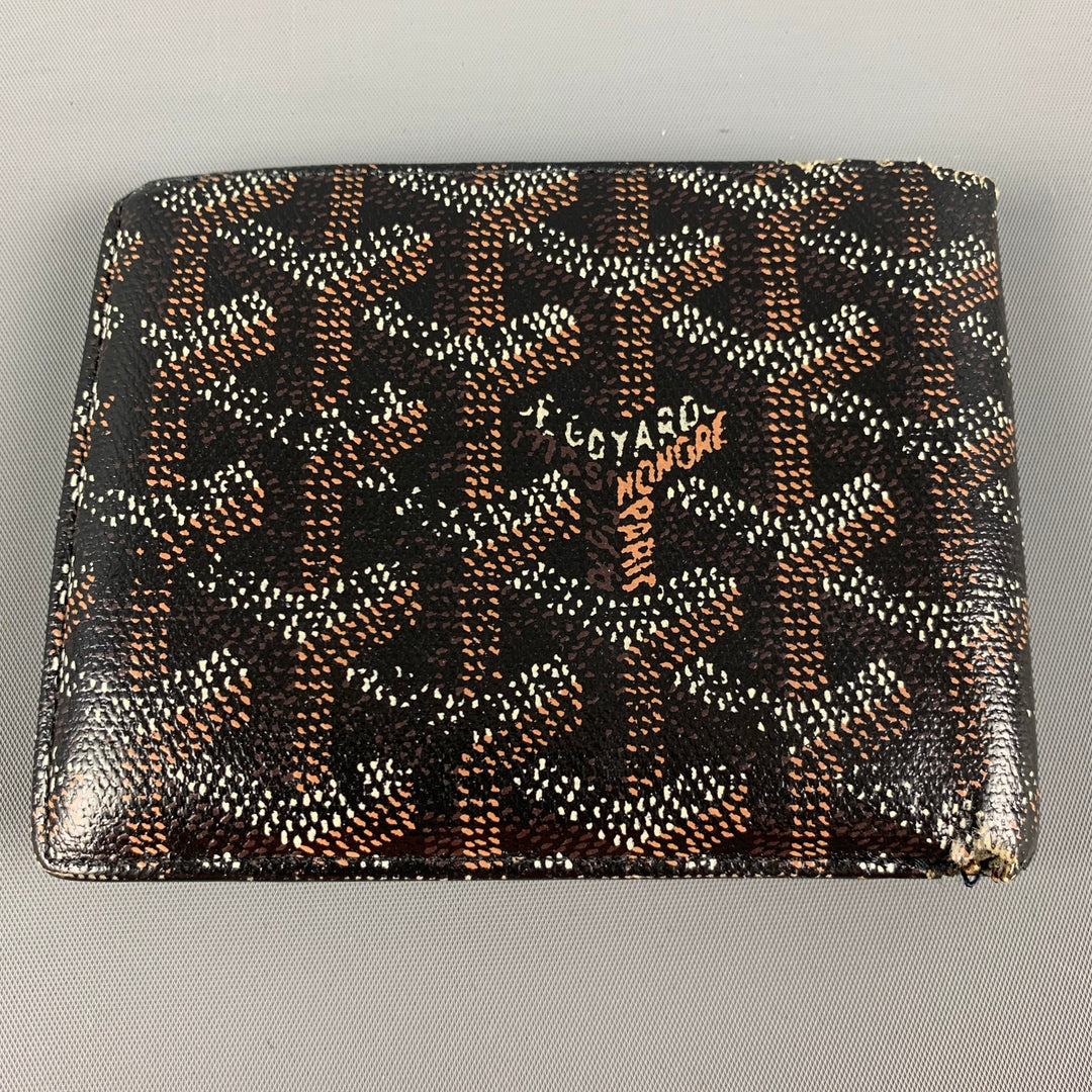 90's GOYARD Black White Monogram Leather JFK Wallet