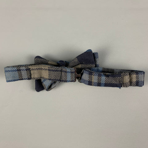 BLADE+BLUE Navy Grey Plaid Cotton Bow Tie