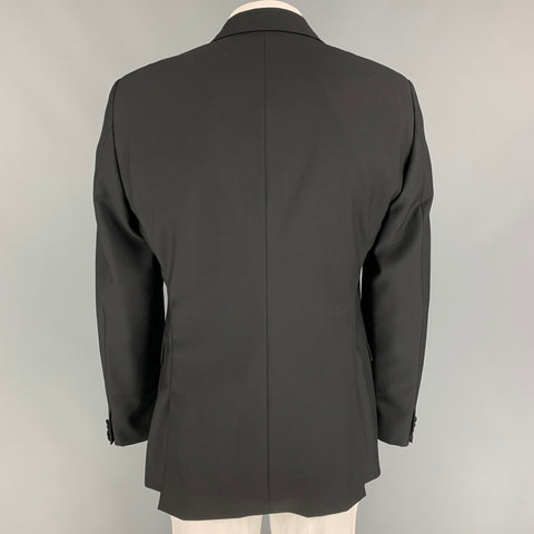 CALVIN KLEIN COLLECTION Size 44 Black Wool Peak Lapel Sport Coat