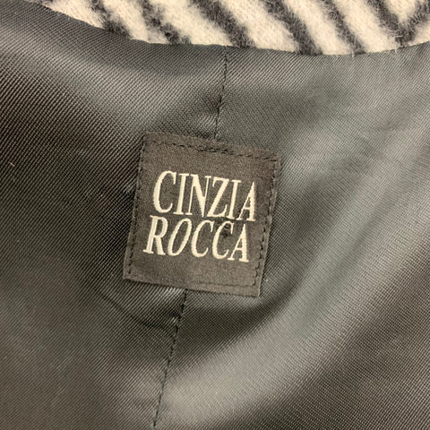 CINZIA ROCCA Size 8 Black Grey Angora Blend Zig Zag A-Line Jacket
