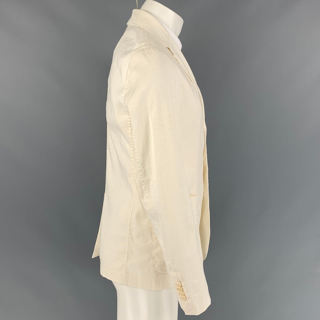 BARENA Size 38 Cream Linen Blend Single Breasted Sport Coat