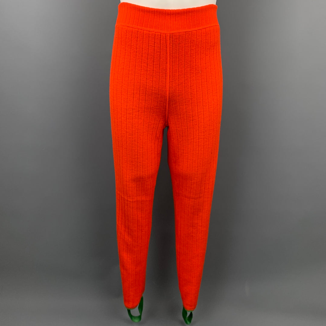 JEAN PAUL GAULTIER Taille M Pantalon de survêtement réversible en laine texturée vert et orange