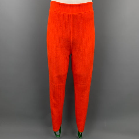 JEAN PAUL GAULTIER Size M Green & Orange Textured Wool Blend Reversible Sweatpants