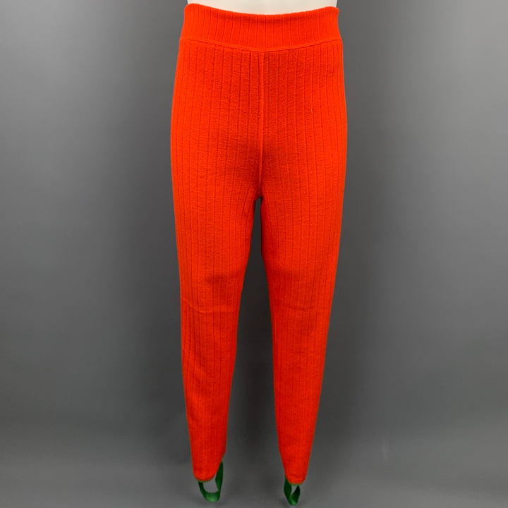JEAN PAUL GAULTIER Talla M Pantalones deportivos reversibles de mezcla de lana texturizada verde y naranja