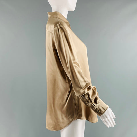 RALPH LAUREN Taille 8 Robe chemisier en soie beige
