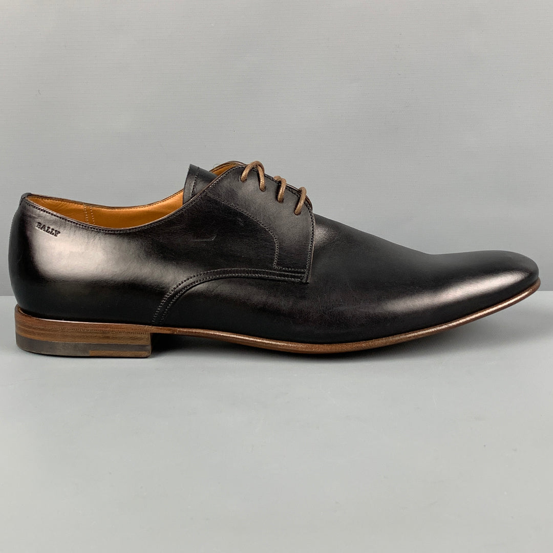 BALLY Size 12 Black Leather Lace Up Besty Shoes