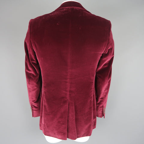 PAUL SMITH 40 Long Burgundy Velvet Notch Lapel Sport Coat Jacket