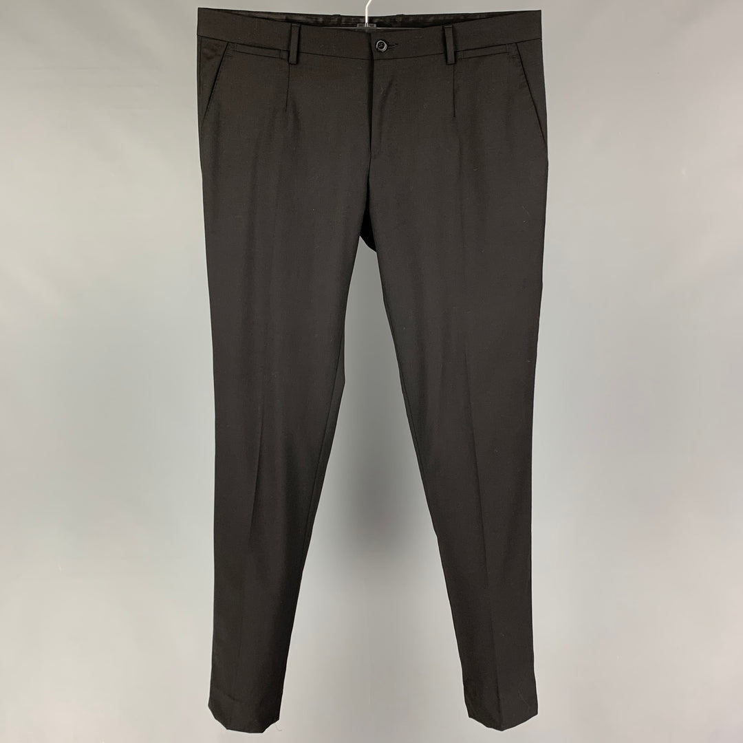 DOLCE & GABBANA Size 34 Black Wool Zip Fly Dress Pants