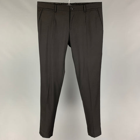 DOLCE & GABBANA Size 34 Black Wool Zip Fly Dress Pants