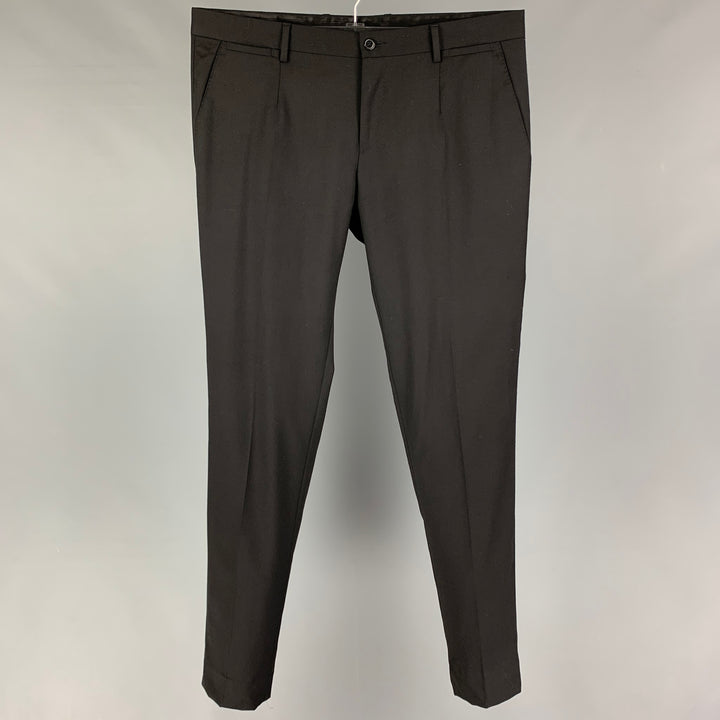 DOLCE & GABBANA Size 34 Black Wool Zip Fly Dress Pants