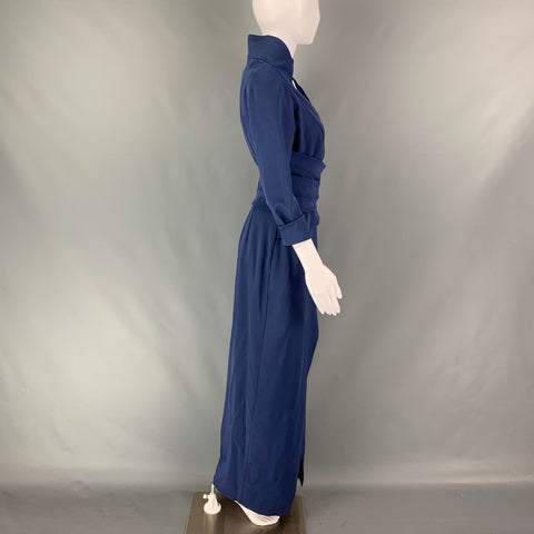 DANES Size 8 Blue Silk 3/4 Sleeves Gown