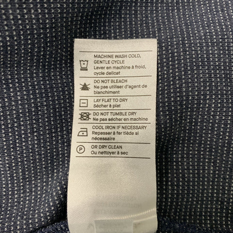 VINCE Camisa de manga larga con botones de algodón y poliéster con lunares blancos marinos talla M