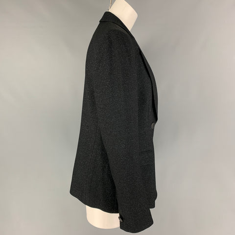 EMPORIO ARMANI Size 10 Black Blue Viscose Blend Jacket Blazer