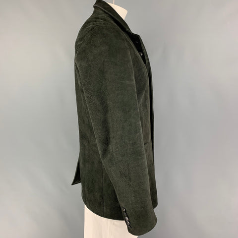 JOHN VARVATOS Size 42 Dark Green Suede Buttoned Jacket