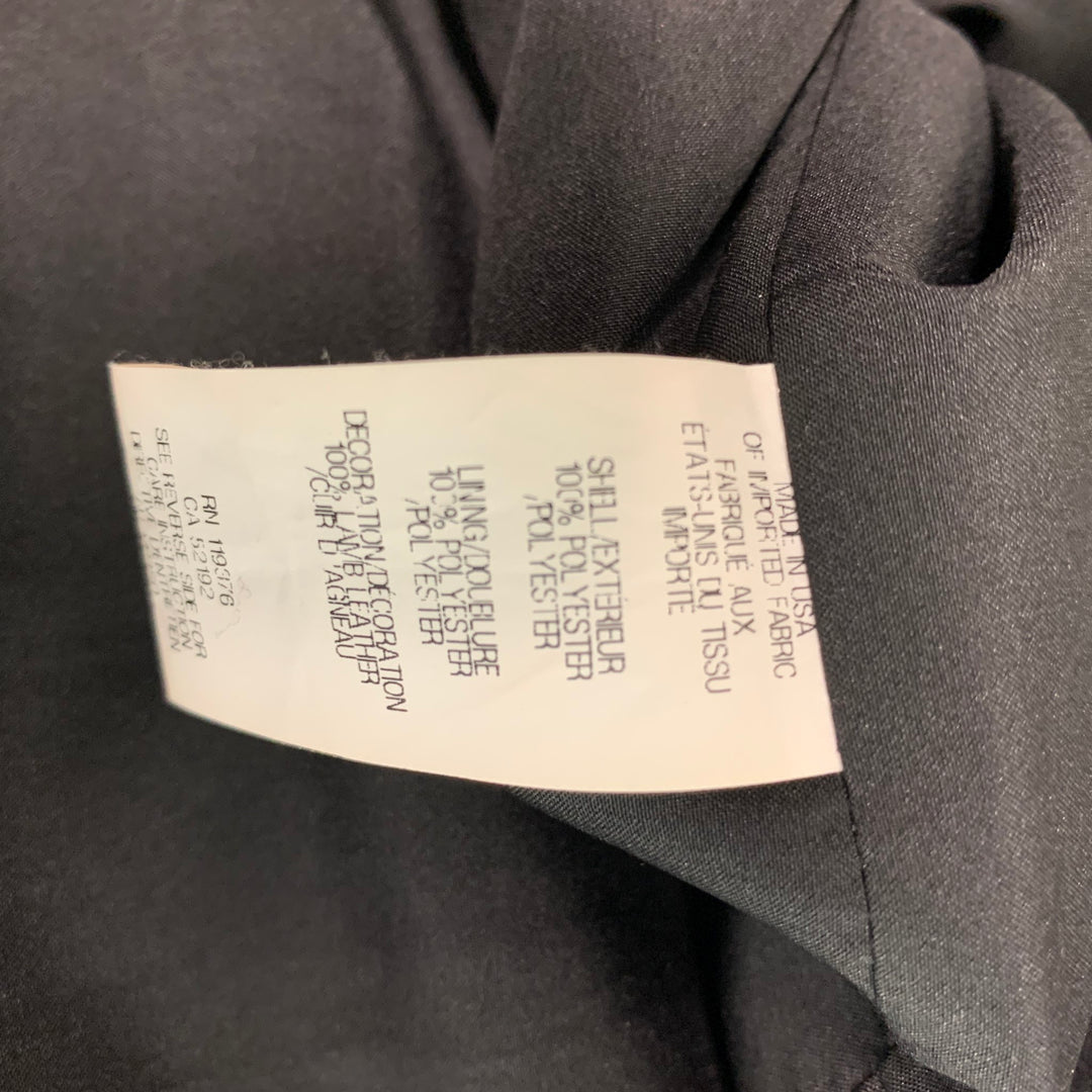 HELMUT LANG Size 6 Black Polyester Lamb Skin Long Sleeve Dress