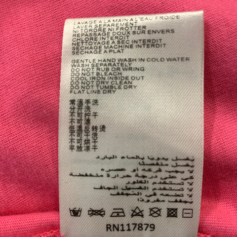 MANOUSH Size S Rose Pink Cotton Embroidered Rhinestones Short Sleeve T-Shirt