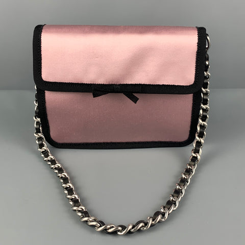 PRADA Pink Black Silk Satin Evening Handbag