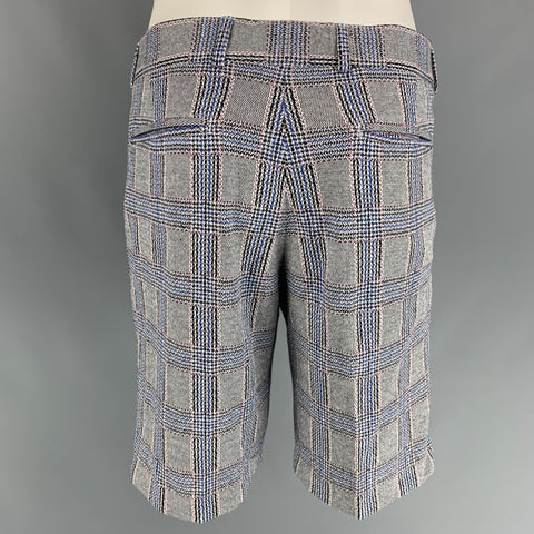 LOUIS VUITTON Size 32 Blue White Plaid Cotton Polyester Zip Fly Shorts