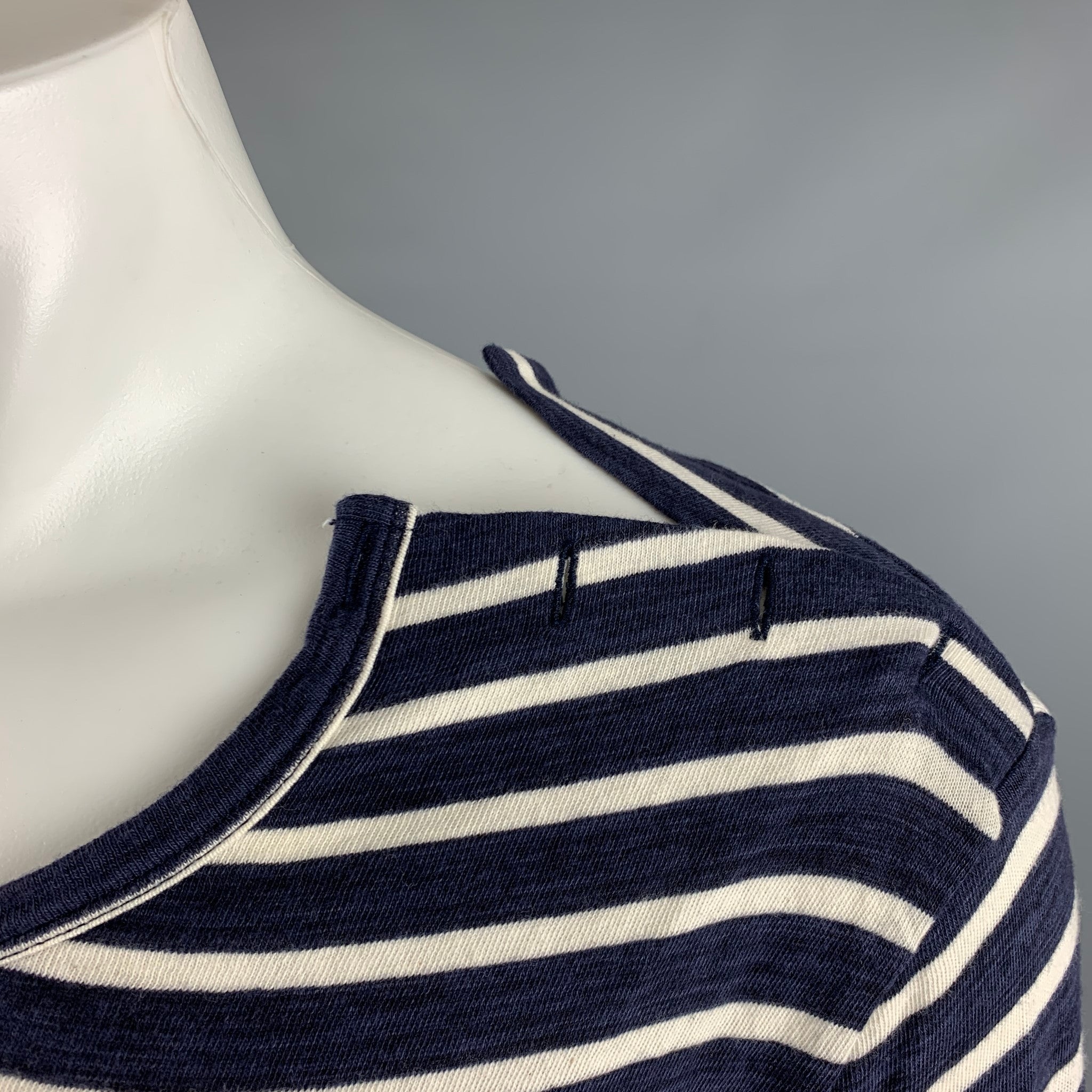 FAITH CONNEXION Size M Navy White Stripe Cotton Long Sleeve T