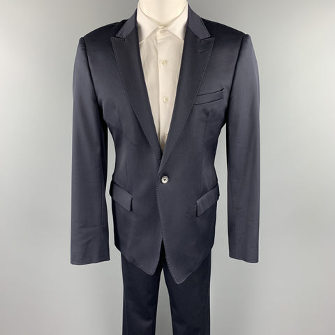 EMPORIO ARMANI 42 Regular Navy Wool Blend Peak Lapel Suit