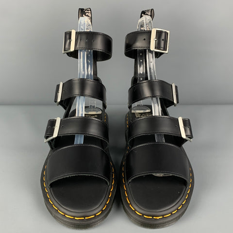 DR. MARTENS x RICK OWENS Gryphon Taille 9 Sandales gladiateur en cuir noir