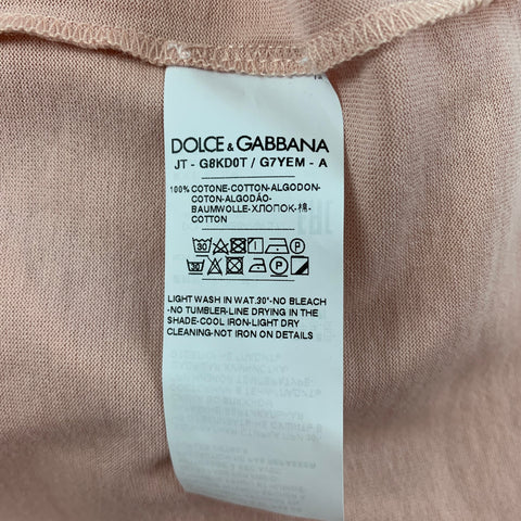 DOLCE & GABBANA Size L Pink Blush Cotton T-shirt