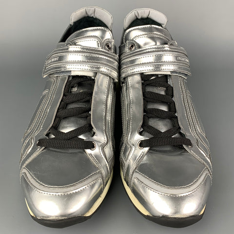 PIERRE HARDY Size 9 Silver Metallic Eel Lace Up Sneakers