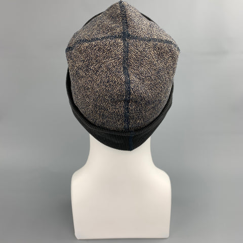 KAPITAL Gray Color Block Knitted Cotton Hat