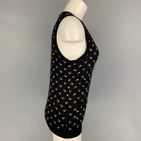 RALPH LAUREN Collection Size M Black Cream Cashmere Silk Pullover Vest
