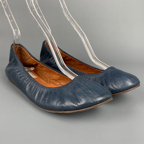 LANVIN Talla 7 Bailarinas de cuero azul