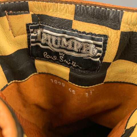 TRIUMPH by PAUL SMITH Size 12 Tan Leather Motorcycle Boots