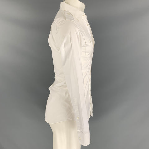 BURBERRY PRORSUM Size S White Cotton Button Down Long Sleeve Shirt