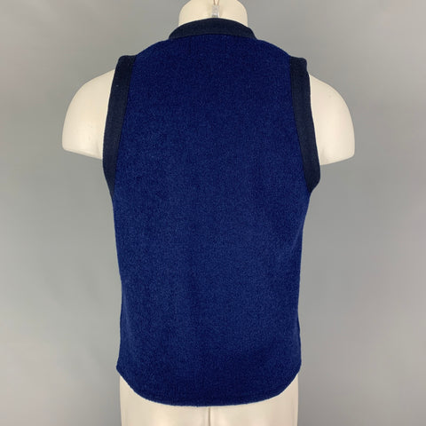 HAVER SACK Size M Navy Textured Wool Polyester Buttoned Vest