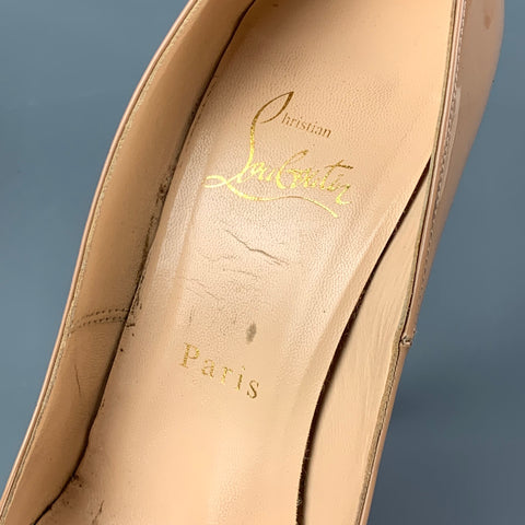 CHRISTIAN LOUBOUTIN Taille 6 Escarpins Bianca à plateforme en cuir verni nu