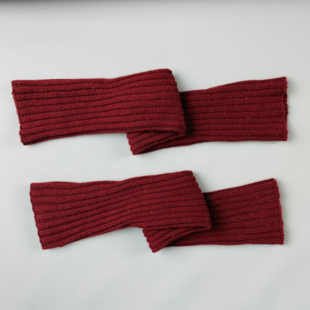 RALPH LAUREN Size M L Burgundy Knitted Cashmere Gloves