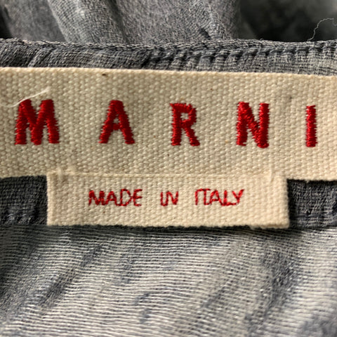 MARNI Talla 2 Vestido de manga corta jaspeado de seda de poliéster gris plateado