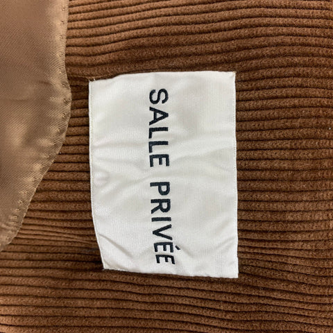 SALLE PRIVEE Size 40 Brown Corduroy Cotton Notch Lapel Suit