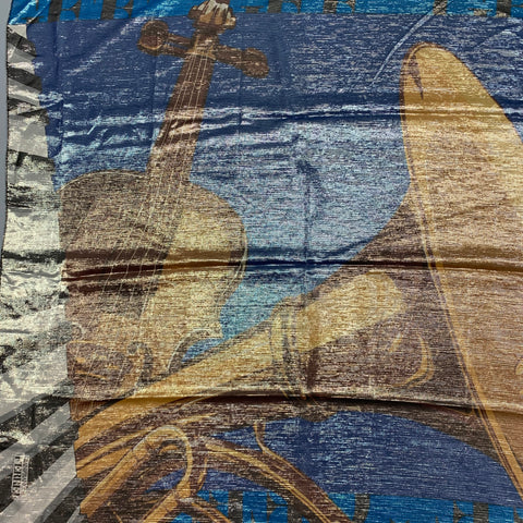 GIANFRANCO FERRE Blue & Gold Tan Scarf