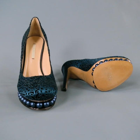 NICHOLAS KIRKWOOD Talla 9 Zapatos de plataforma con corte de seda azul marino